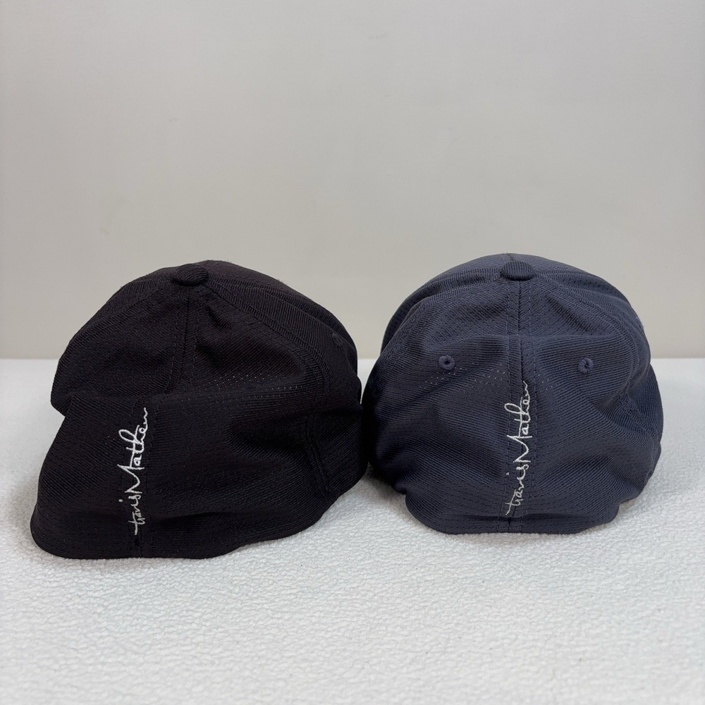 Lot of 2 Travis Mathew Logo Hat Men's S-M Blue Gray/Black FlexFit Golf Cap - Picture 5 of 16